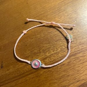 Sun charm peachy pink braided bracelet